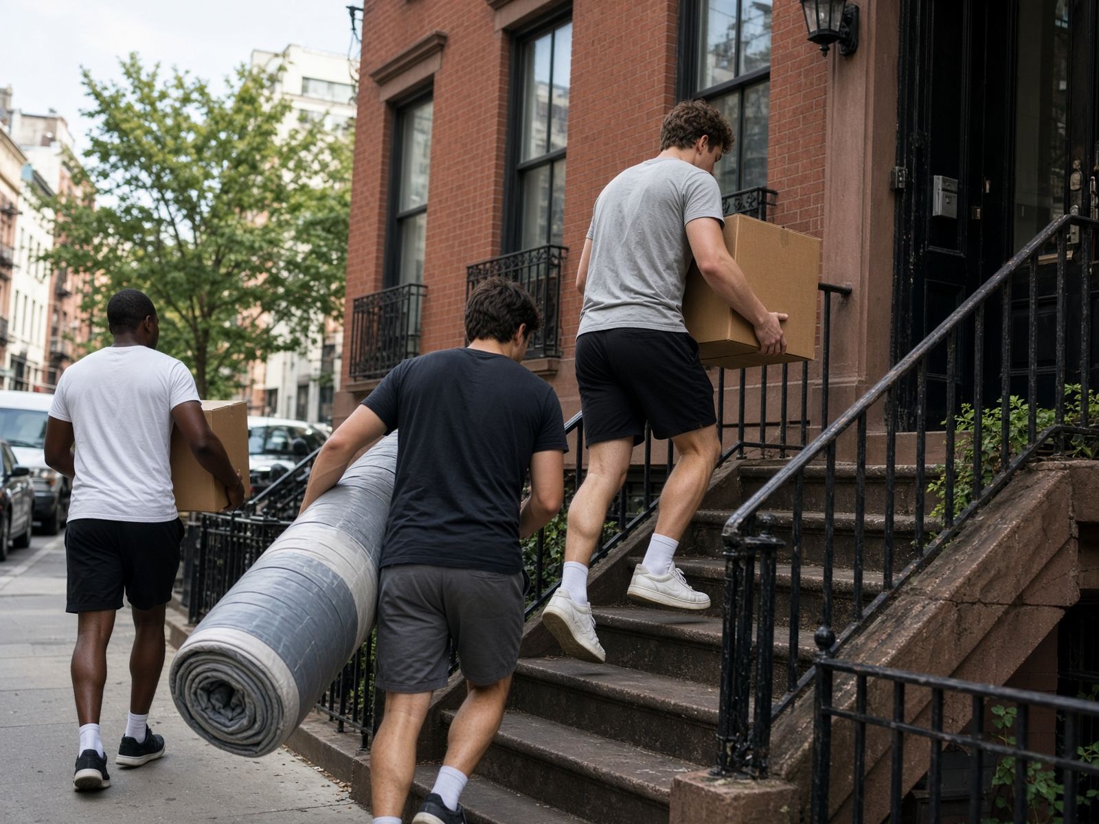 Movers on a New York stoop